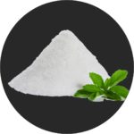 White stevia Powder with Stevia leaves